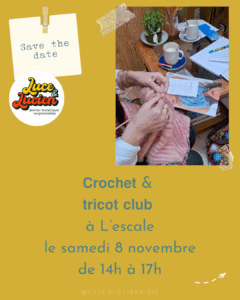 Lire la suite à propos de l’article Crochet & tricot club – 08/11/2025 de 14h à 17h